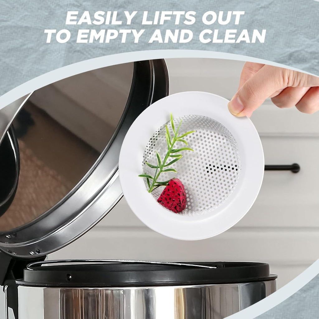 Retisee 2 Pcs Sink Strainer Stainless Steel Kitchen Sink Drain Strainer Basket Cover Mesh Hair Food Catcher, Large Wide Rim of 4.4 Diameter(Porcelain White)