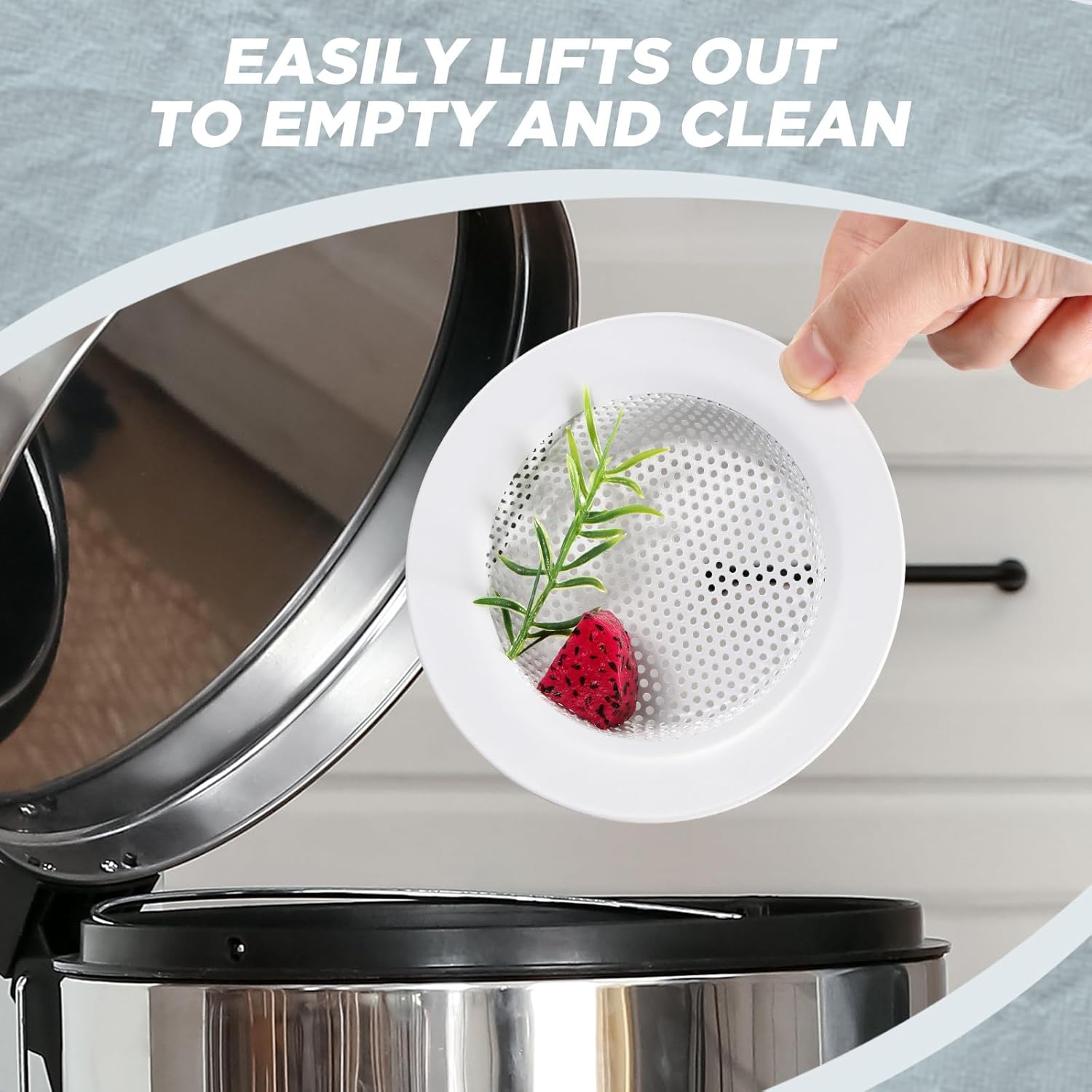 Retisee 2 Pcs Sink Strainer Stainless Steel Kitchen Sink Drain Strainer Basket Cover Mesh Hair Food Catcher, Large Wide Rim of 4.4 Diameter(Porcelain White)