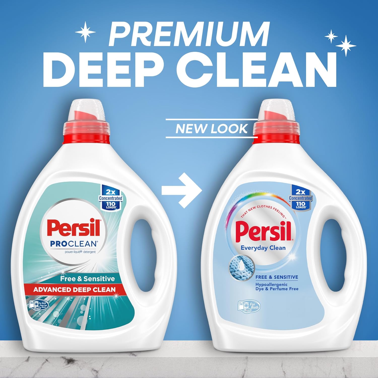 Persil Free & Sensitive Liquid Laundry Detergent, Unscented and Hypoallergenic for Sensitive Skin, Ultra Concentrated, 82.5 fl oz, 110 Loads