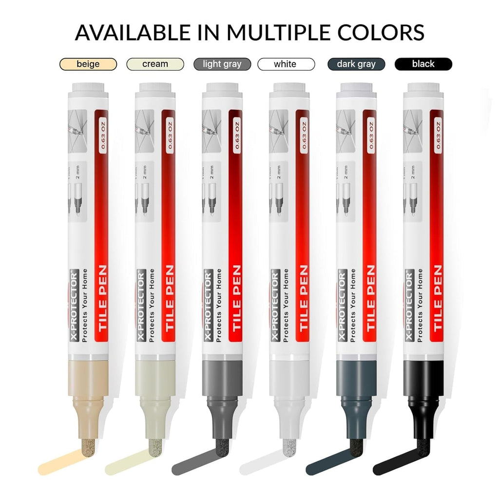 X-Protector Pen for Grout - 2 PCS, White - Ideal Grout Paint Pens to Make Grout White Again - Premium Grout Renew Pen with 2 Tips Types - Make Your Grouts Perfect Again!