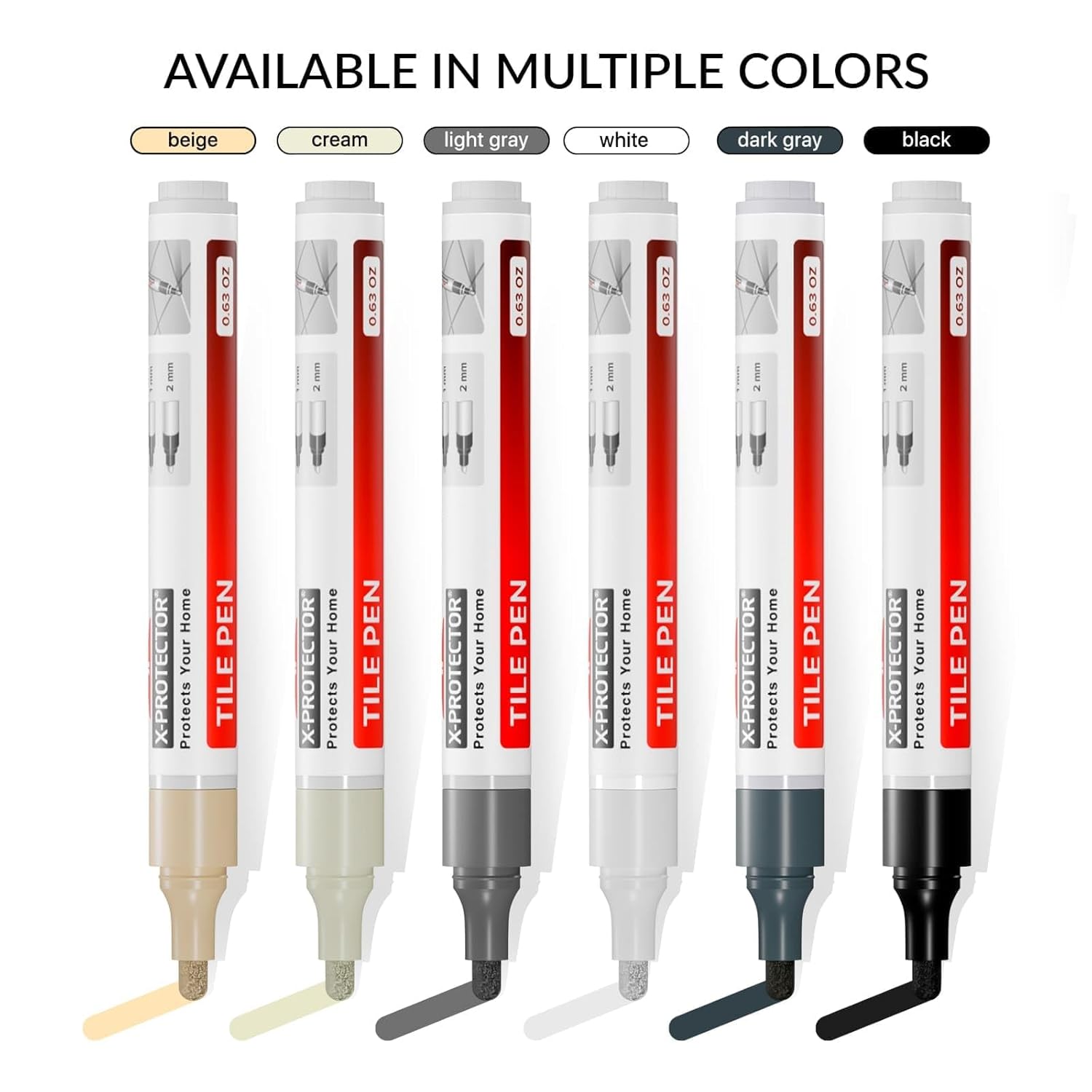 X-Protector Pen for Grout - 2 PCS, White - Ideal Grout Paint Pens to Make Grout White Again - Premium Grout Renew Pen with 2 Tips Types - Make Your Grouts Perfect Again!