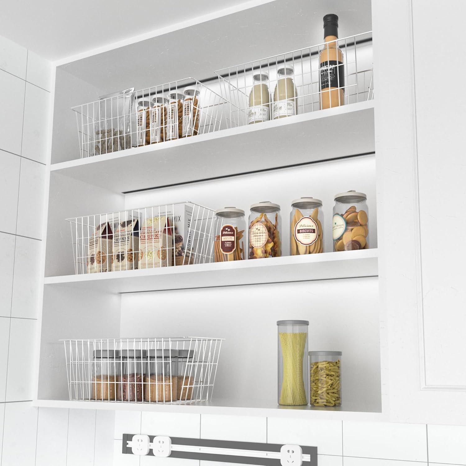 SANNO 15.7in Freezer Baskets Bins - Freezer Storage Containers Organizer for Office, Bathroom, Pantry