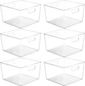 Vtopmart 6 Pack Extra Large Clear Plastic Storage Bins,11x11 Cube Acrylic Organizer Square Containers with Handle for Pantry,Closet,LaundryRoom,Kitchen,Bathroom,UnderSink Organization