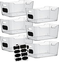 Plastic Clear Storage Bins with Labels, Home Freezer Refrigerator Pantry Organizers and Storage Containers Fridge Organizer Bins Kitchen Organization Cabinet Medicine Bin for organizing