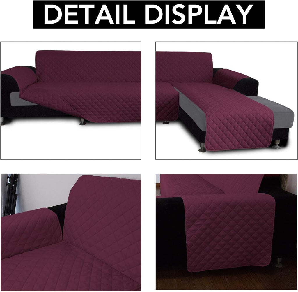 Easy-Going L Shaped Sofa Slipcover Sectional Couch Cover - Reversible, Pet & Kid Friendly (Large, Wine/Wine)