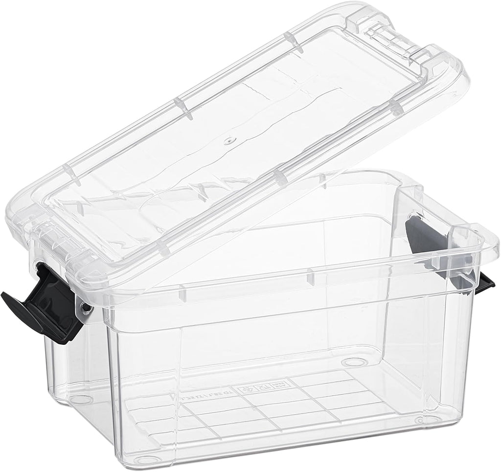 Superio Storage Bins with Lids- 4 Pack, 1.85 Qt Clear Boxes for Organizing, Stackable Plastic Containers- BPA Free, Non-Toxic, Odor Free, Organizer for Home, Office, Dorm