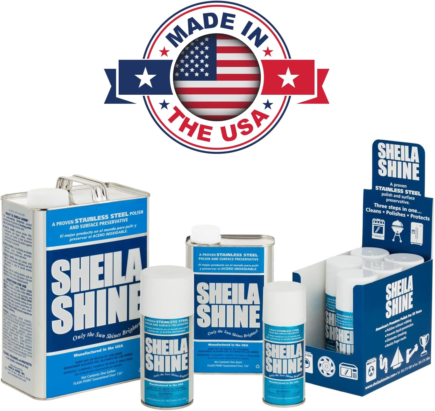 Sheila Shine 1 Quart Can Stainless Steel Cleaner and Polish, Protects Household Kitchen Surfaces, Removes Grease, Fingerprints & Watermarks, Stainless Steel Cleaner for Appliances, Fridge, Oven & Sink