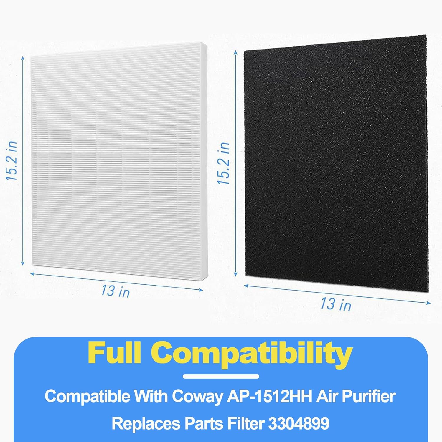AP-1512HH Air Purifier Replacement Filter Set Compatible with Coway Airmega AP-1512HH,AP-1518 and Airmega 200M Air Purifier, 1 True HEPA and 2 Carbon Pre-Filters, Compared to Part # 3304899