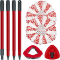 Spin Mop Replace Head, Base, Mop Handle Replacement for OCedar EasyWring 1 Tank System - Include 2 Microfiber Refills, 1 Sturdy Iron 30-58" Adjustable Mop Stick, Head Cover and Scrubber