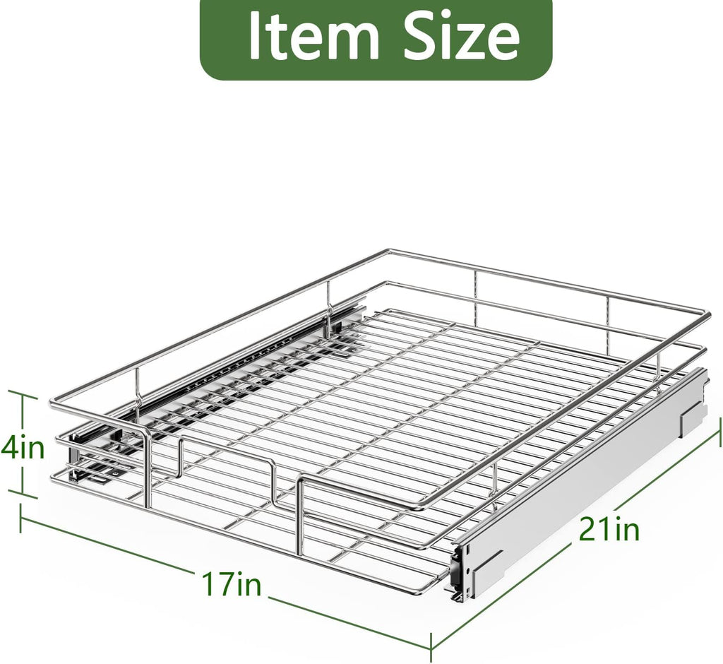 LOVMOR Pull Out Cabinet Organizer 17" W x 21" D, Kitchen Cabinet Pull Out Shelves Slide Out Storage…