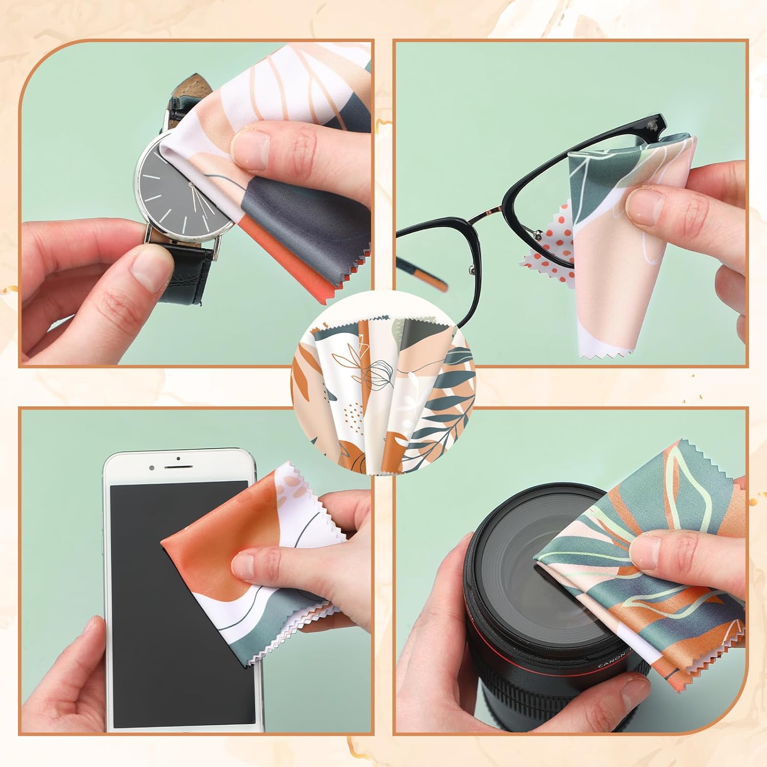 Sinmoe 20 Pcs Microfiber Cleaning Cloth for Glasses Cute Boho Abstract Design Microfiber Cloth Soft Multicolor Glasses Cleaner Cloth for Eyeglasses Camera Lens Cell Phone Screens Glasses, 6 x 6 Inches