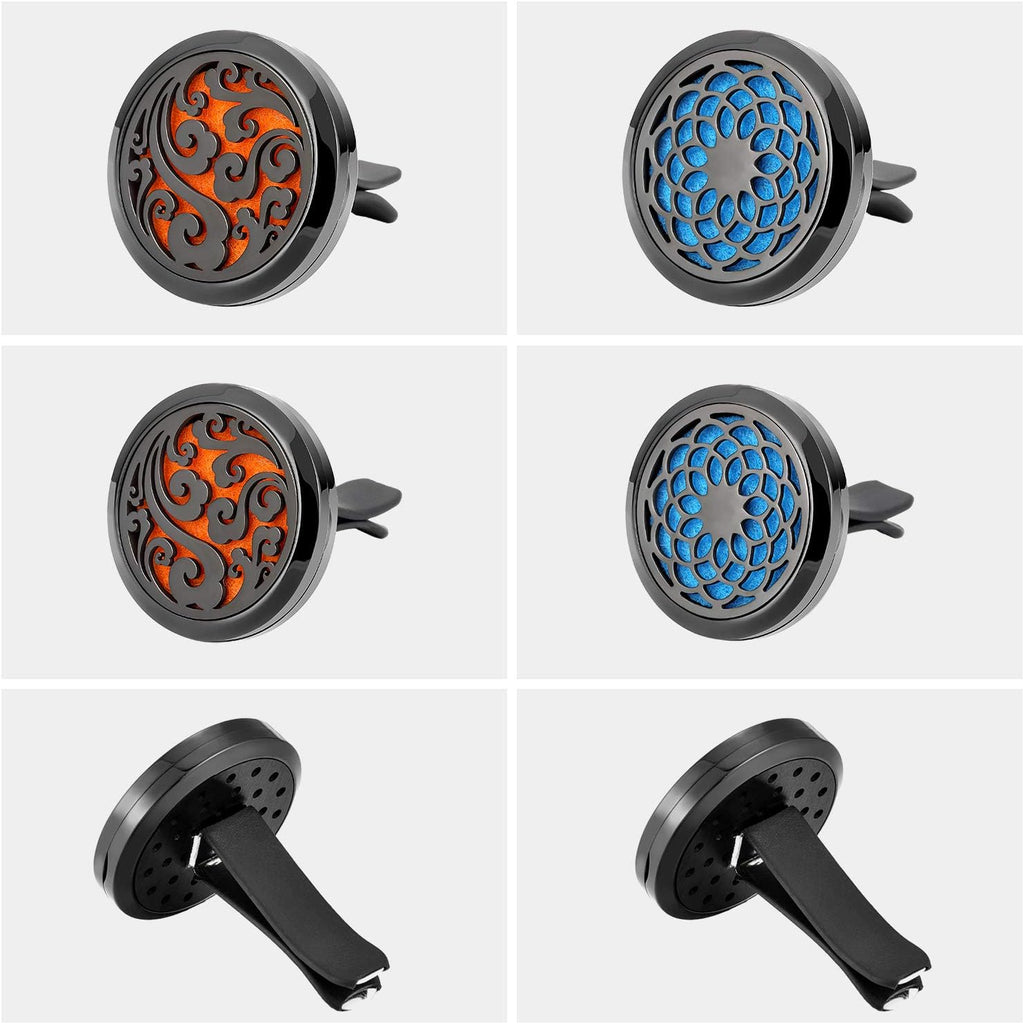 2 Pieces 316L Car Aromatherapy Oil Diffuser Air Freshener with 48 Felt Pad (Cloud, Sunflower Patterns)