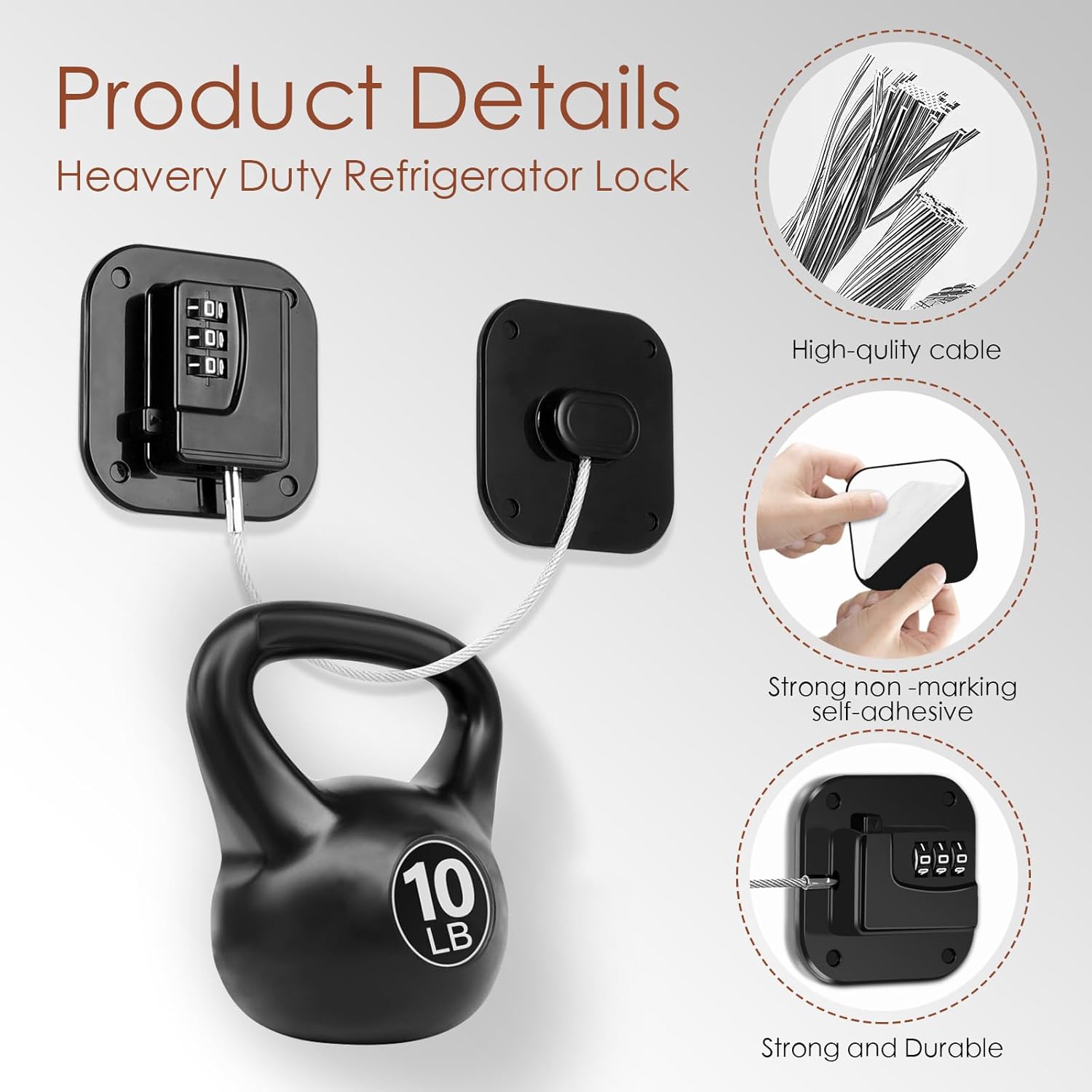 Refrigerator Lock, Combination Lock for Refrigerator Cabinets, Drawers, Heavy Duty Fridge Lock, Easy Install No Keys Needed (Black-4Pack)