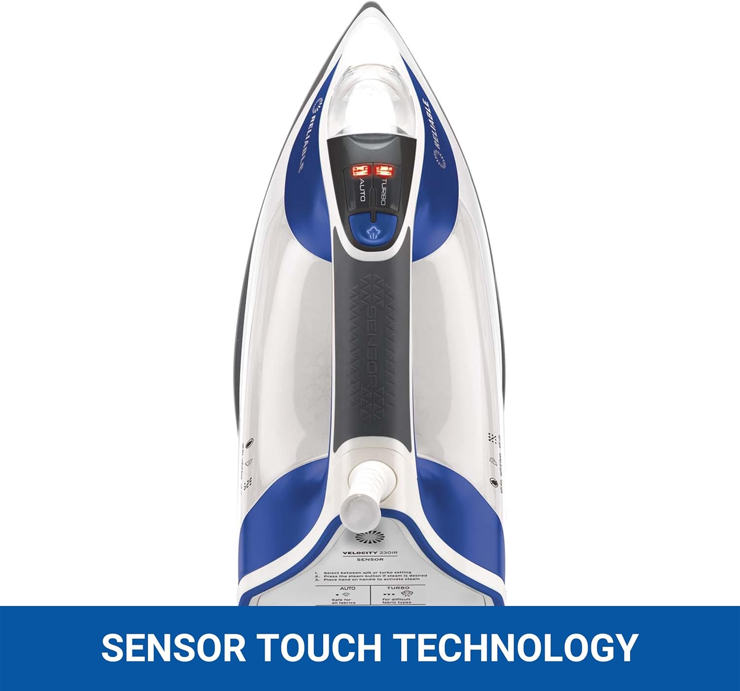 Reliable Velocity 240IR 1800W Steam Iron - Compact Vapor Generator Home Iron for Clothes, Sewing, Quilting and Crafting, Anodized Aluminum Soleplate, Continuous Steam Ironing