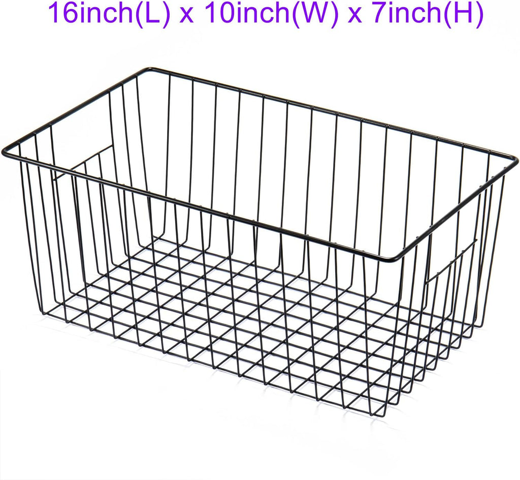 16inch Upright Freezer Organizer Baskets for 13-14,16-21 cu.ft Standup Freezer, Settle freezer chaos and reduce food waste effectively, Durable, Fully Use Space, Improve Air Circulate, Black, 6pcs
