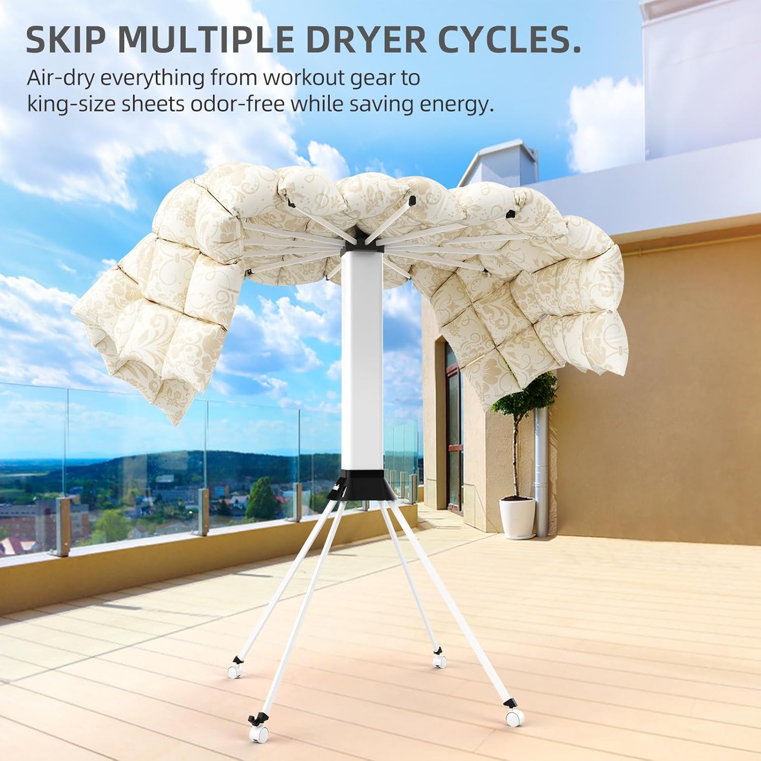 Clothes Drying Rack Foldable & Collapsible Drying Racks with 4-Leg Octopus Design, Large Capacity Space Saving Indoor Drying Rack for Bedroom,Balcony,Laundry for Indoor/Outdoor Use (White)