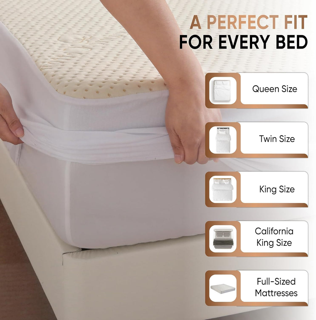 Luxury Waterproof Organic Mattress Protector Full - Organic Cotton Breathable Mattress Pad Cover - New 380 GSM Comfort - Deep Pocket - Jersey Cotton Skirt - Fitted Comfort