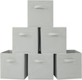 Stero Fabric Storage Bins 6 Pack Fun Colored Durable Storage Cubes with Handles Foldable Cube Baskets for Home, Kids Room, Closet and Toys Organization Gray