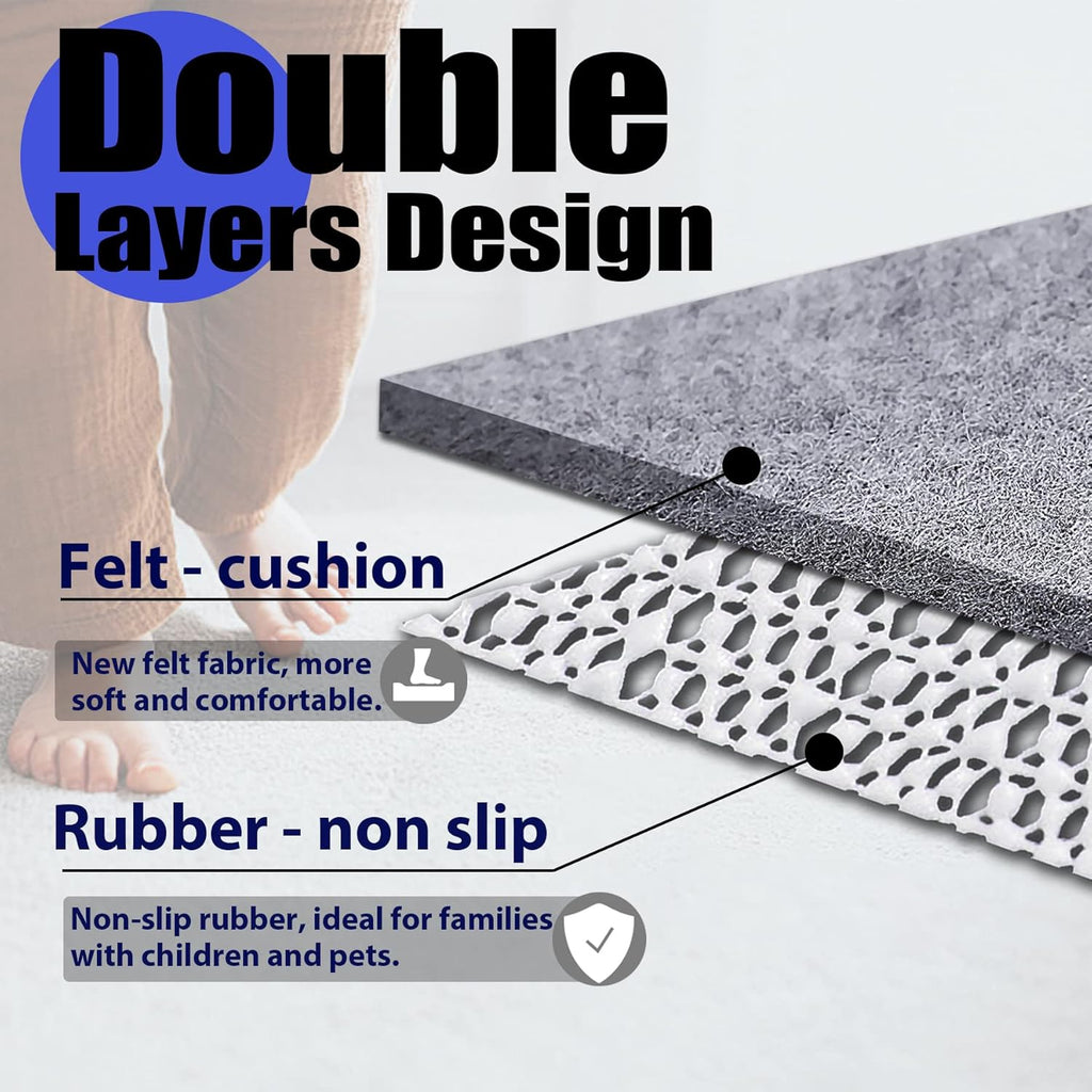 Non Slip Rug Pad Grippers - 8x10, 1/4" Thick, Felt + Rubber Double Layers Area Carpet Mat Tap, Provides Protection and Cushioning for Hardwood or Tile Floors