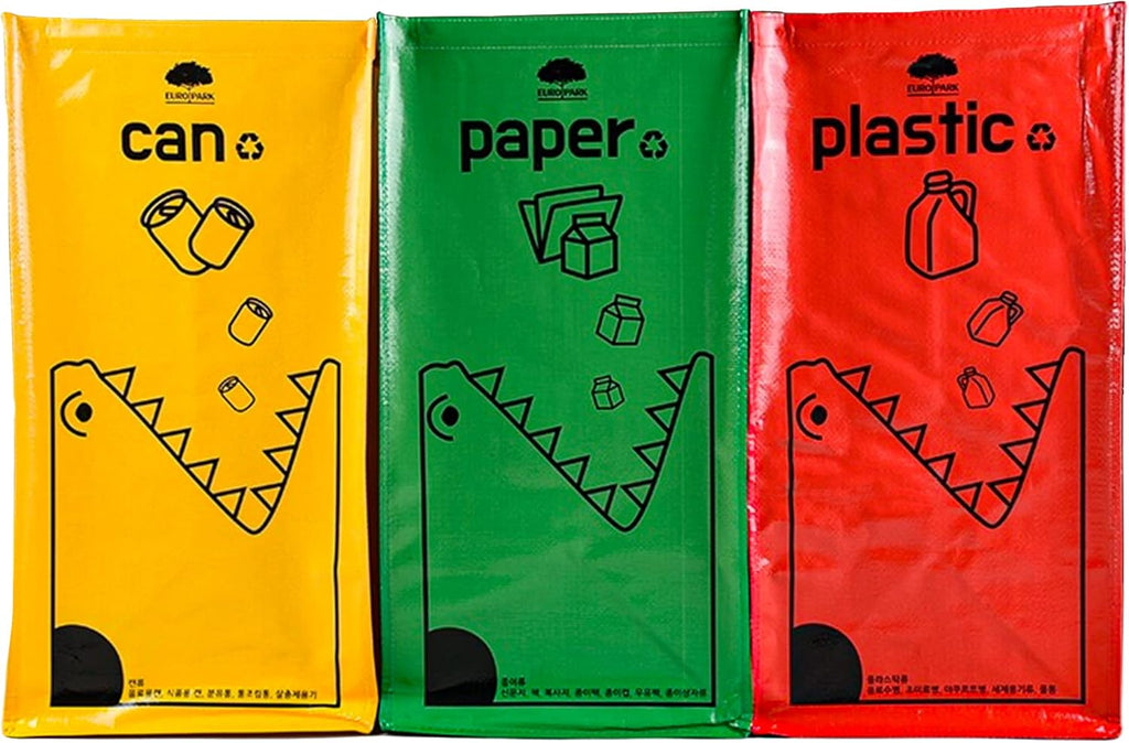Recycling Bags,Separate Recycling Waste Bin Bags for Kitchen Home, Trash and Recycle Bin Combo,Reusable Waterproof,42 Gallon, Pack of 3 Recycling Bins
