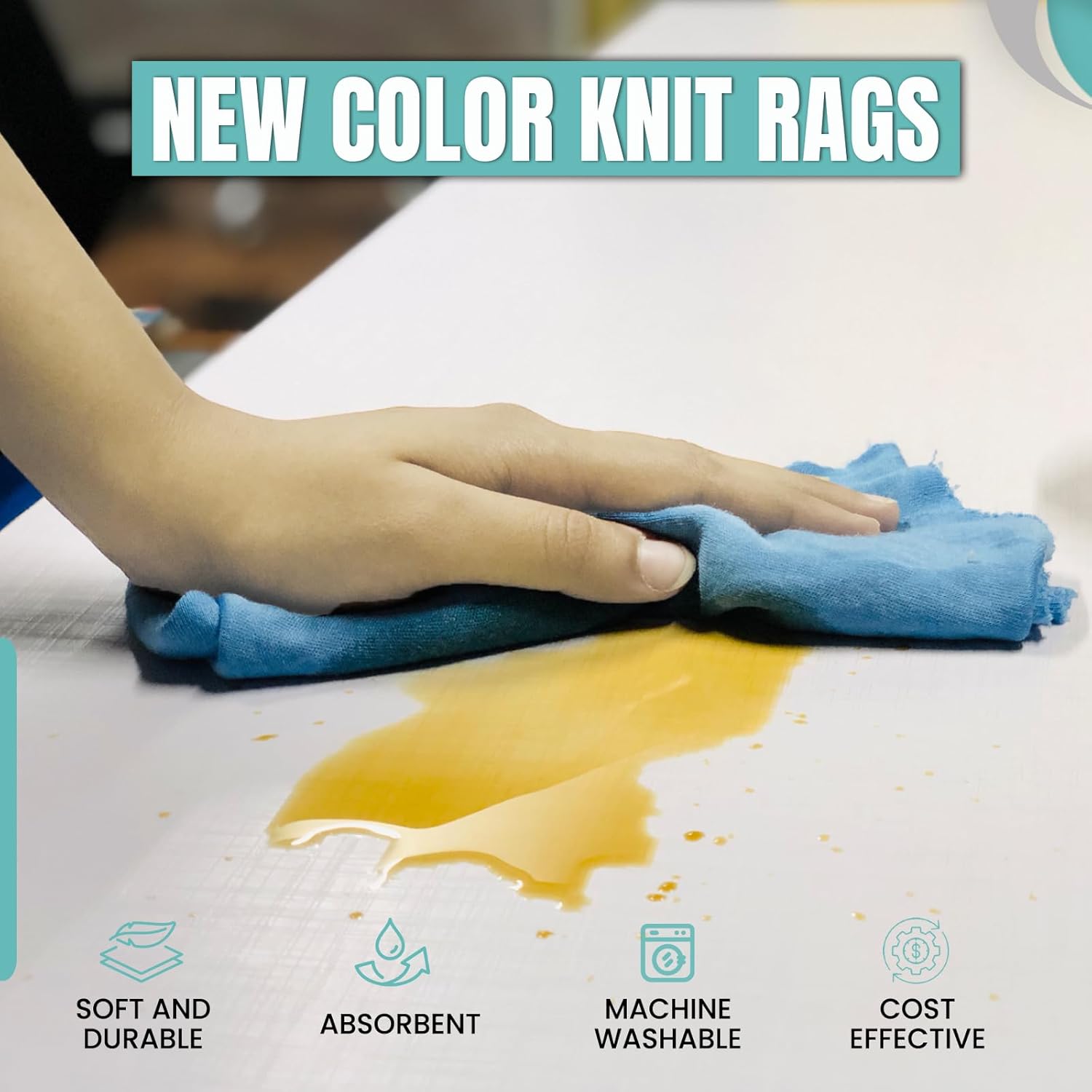 Premium Color Knit Cleaning Rags (1 lb. Bag) – Shop Rags Bulk for Workshops, Mechanics, Painters, and Home Use, Multipurpose Cotton T-Shirt Rags