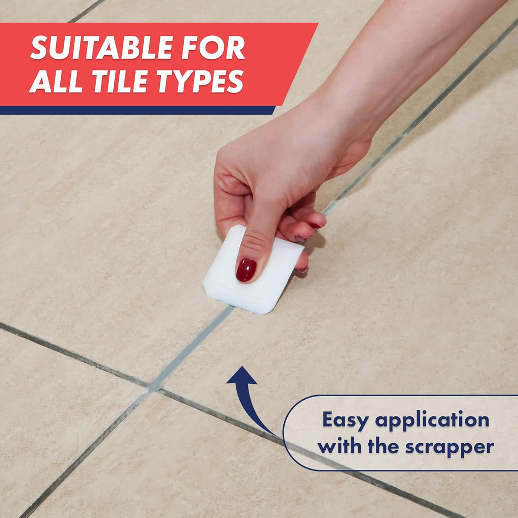 Tile Grout, Repair Kit, 2 Pack Grout Filler, Restore & Renew Tile Joints Line, Fast Drying Tile Grout Paint Squeeze Tube for Bathroom Shower Kitchen Floor, Waterproof (17.6 oz, Grey)