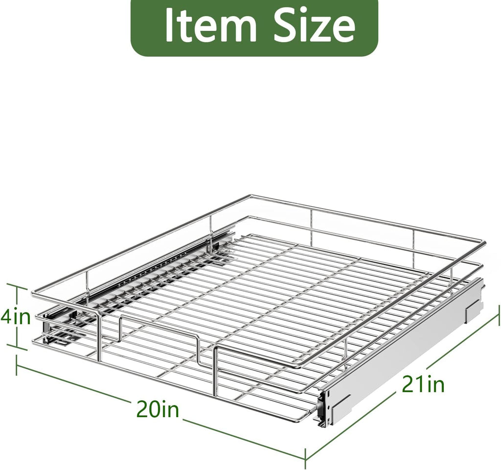 LOVMOR Pull Out Cabinet Organizer 20"W x 21"D, Kitchen Cabinet Pull Out Shelves Slide Out Storage…