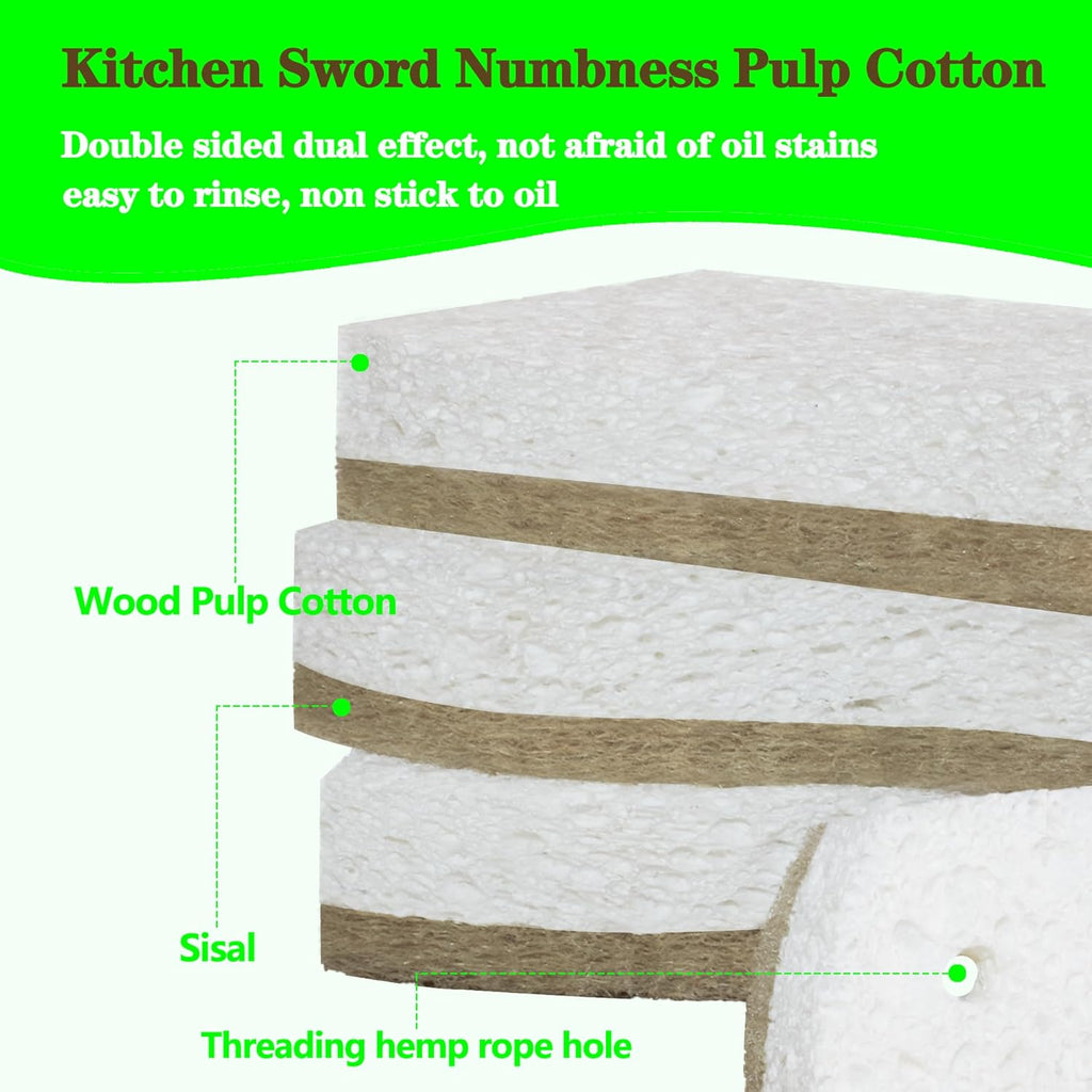 Eco Friendly Cellulose Compostable Biodegradable Kitchen Clean Sponges, for Washing Sink/Pan and Dishwashing, 10 Pack