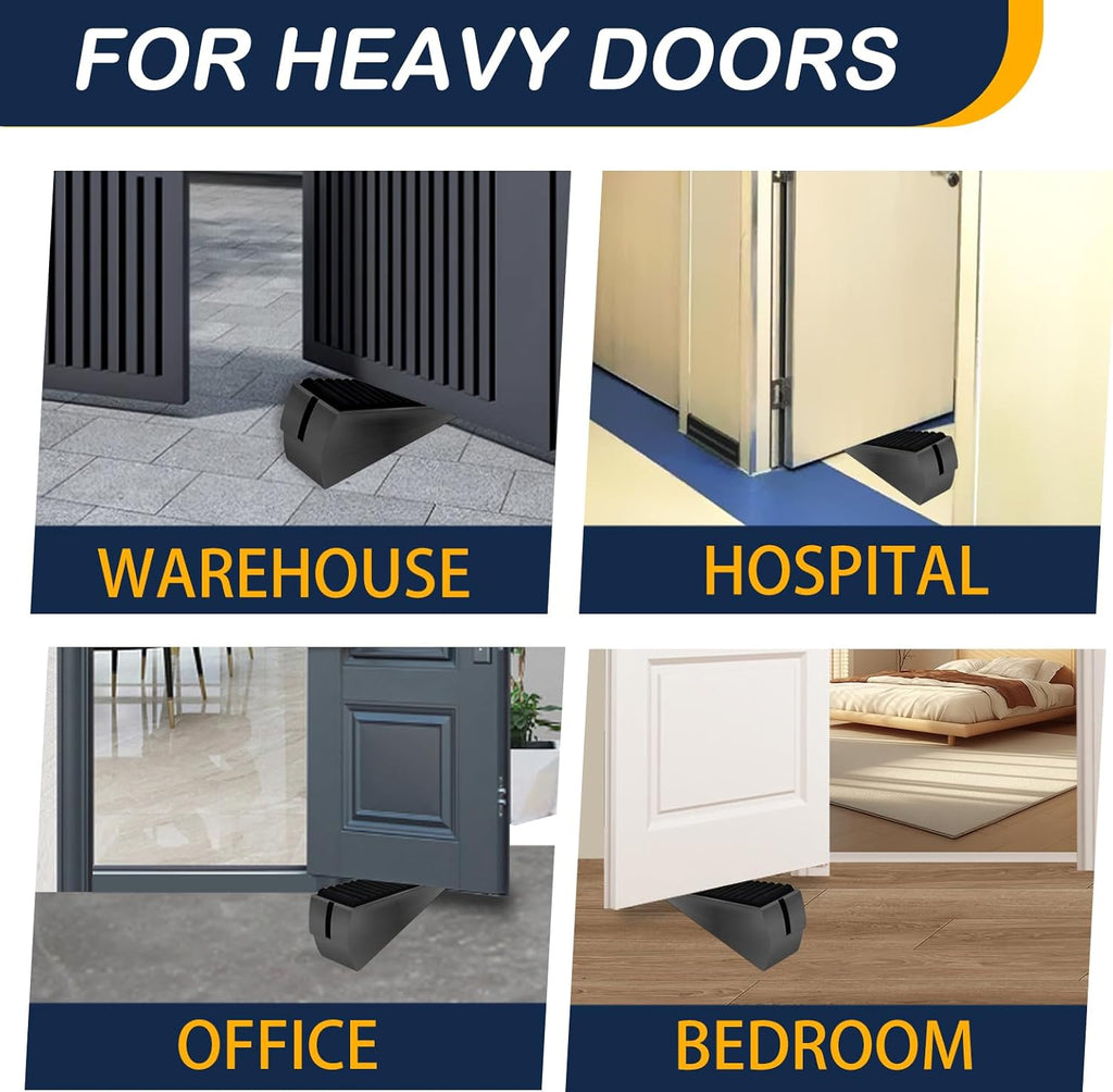 Adjustable Large Door Stopper, Strongest Tall Spring Heavy Duty Door Stop, 3 in Wedge Door Stoppers for Bottom of Door, Stainless steels Make Suits for Any Heavy Door(2 Pack Black)