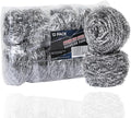 Brheez Stainless Steel Cleaner Scouring Pads [12 Pack] - Industrial & Commercial Strength Large Cleaning Supplies Dish Sponge - Individually Wrapped 50 Gram