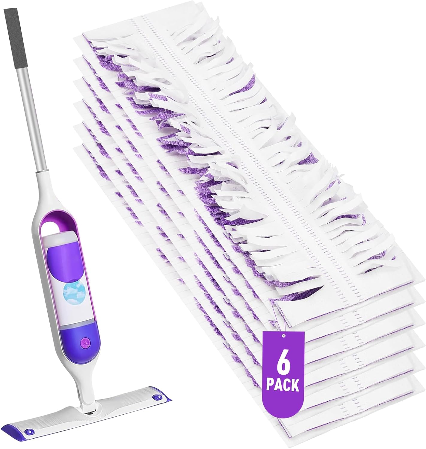 6 Pack Swiffer Power Mop Pads – Disposable Wet Mop Refills for Swiffer Power Mop, Super Absorbent Pads for Cleaning Floors, Compatible with Swiffer WetJet and Power Mop Models