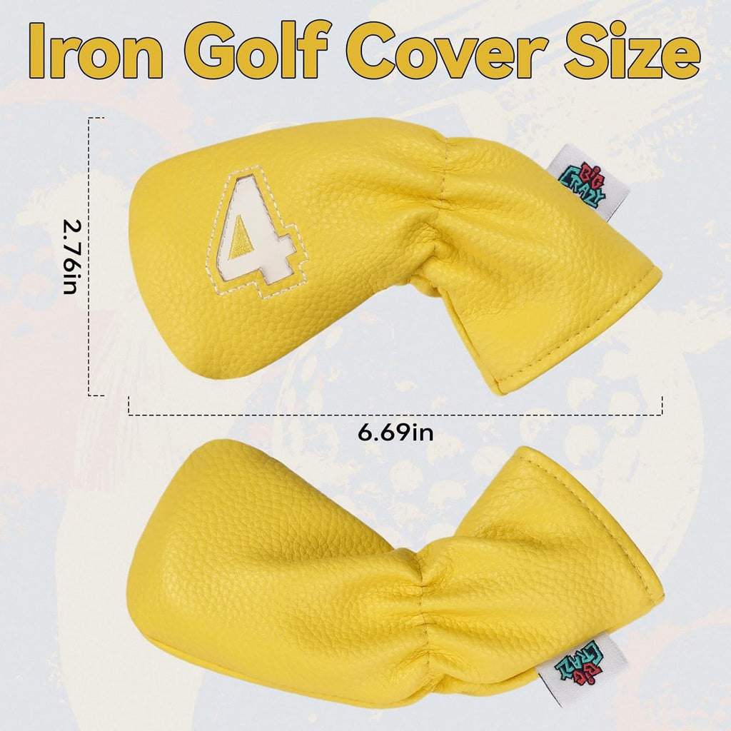 Big Crazy Golf Iron Covers, 10pcs Colorful Iron Head Covers, Long Neck and Elastic Closure for Club Protect, Golf Iron Head Covers Set for Man and Woman