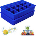 Ozera 2 Pack Silicone Ice Cube Tray, Ice Cube Trays for Freezer, Easy Release Silicone Ice Cube Molds for Whiskey, Cocktail, Chocolate