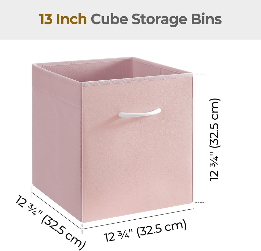 StorageWorks Pink Storage Cubes, 13x13 Storage Cube Bins with Handle, Cube Storage Organizer Bins for Shelves and Closet, Collapsible Storage Bins, 4-Pack