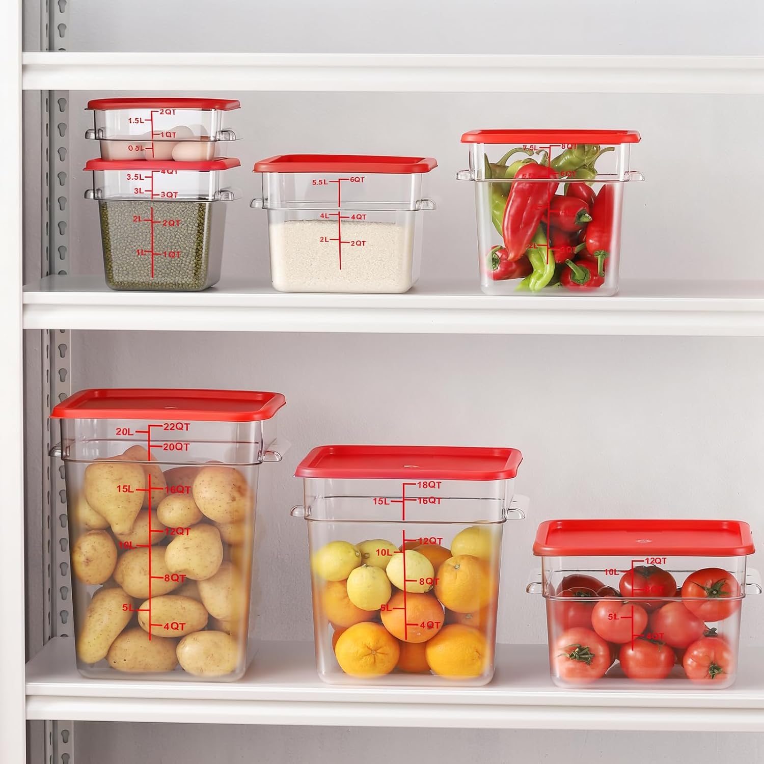 4 Pack 22 Quart Square Clear Food Storage Containers with Lids Cereal Containers Storage Airtight Food Storage Containers for Restaurant Kitchen Home