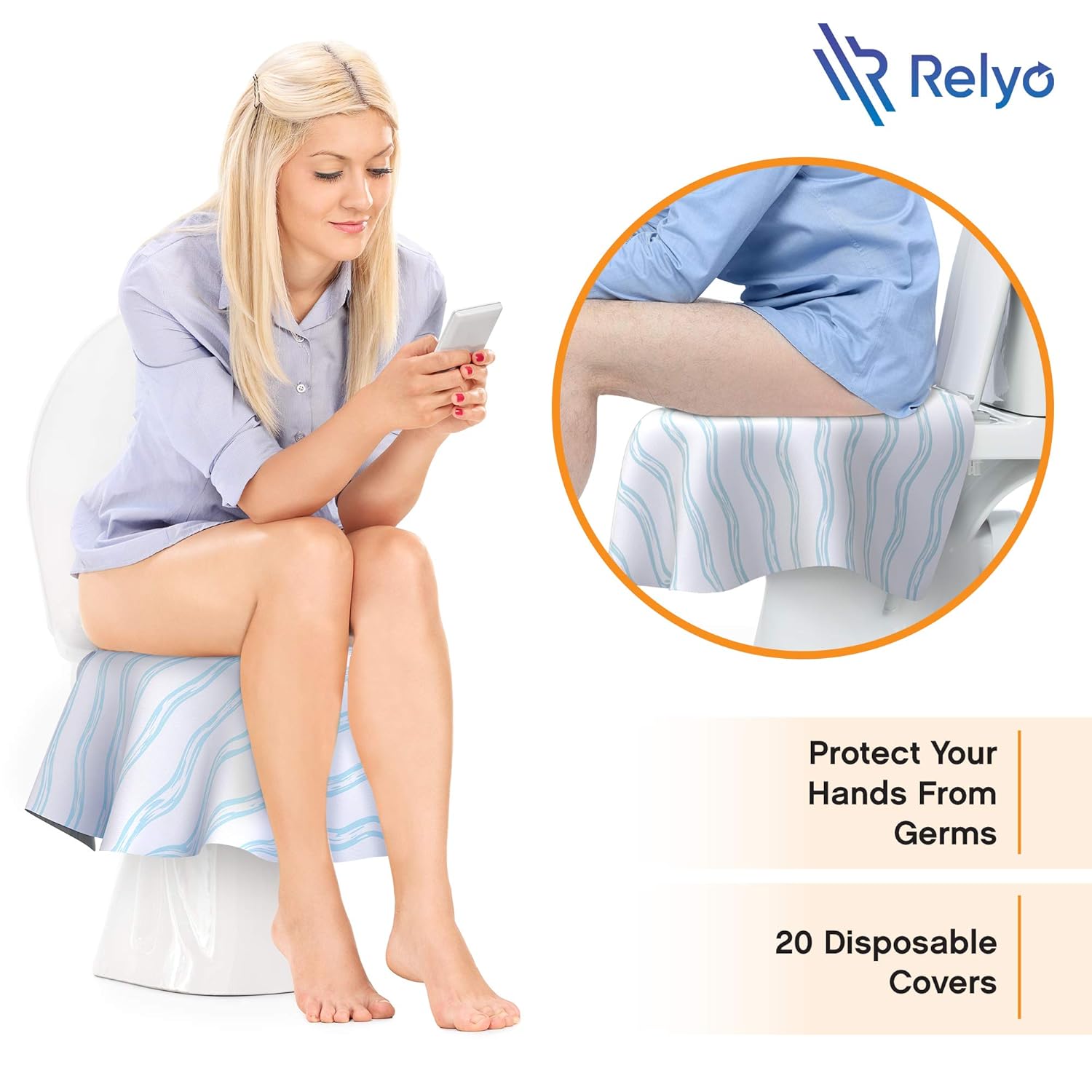 Toilet Seat Covers Disposable - 20 Pack - Waterproof, Ideal for Kids and Adults – Extra Large, Individually Wrapped for Travel, Toddlers Potty Training in Public Restrooms (Waves, 20)