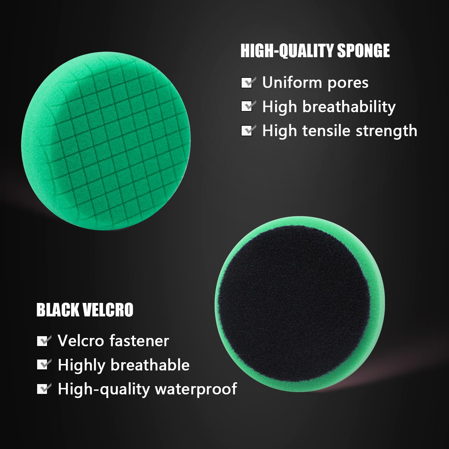 Green Heavy Cut Pad, Buffing Polishing Pads, SPTA 1Pc 3.5 Inch Face for 3 Inch 80mm Backing Plate Compound Buffing Sponge Pads for Car Buffer Polisher Compounding, Polishing and Waxing -FPTSS3G