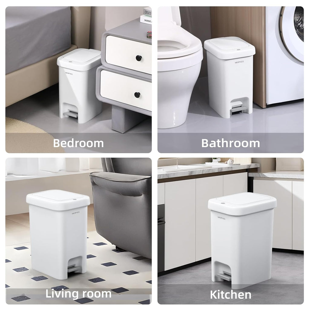 MOPALL Slim Bathroom Trash Can with Lid Soft Close, Garbage Can with Pop-Up Lid & Step On Foot Pedal, Small Trash Bin Trashcan Waste Basket for Toilet, Office, Bedroom, Kitchen, Living Room 1.9 Gallon