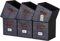 DECOMOMO Storage Bins, Cube Storage Bin with Labels, Fabric Storage Cubes for Shelves (10.5" x 11" / 6pcs, Black Pattern)