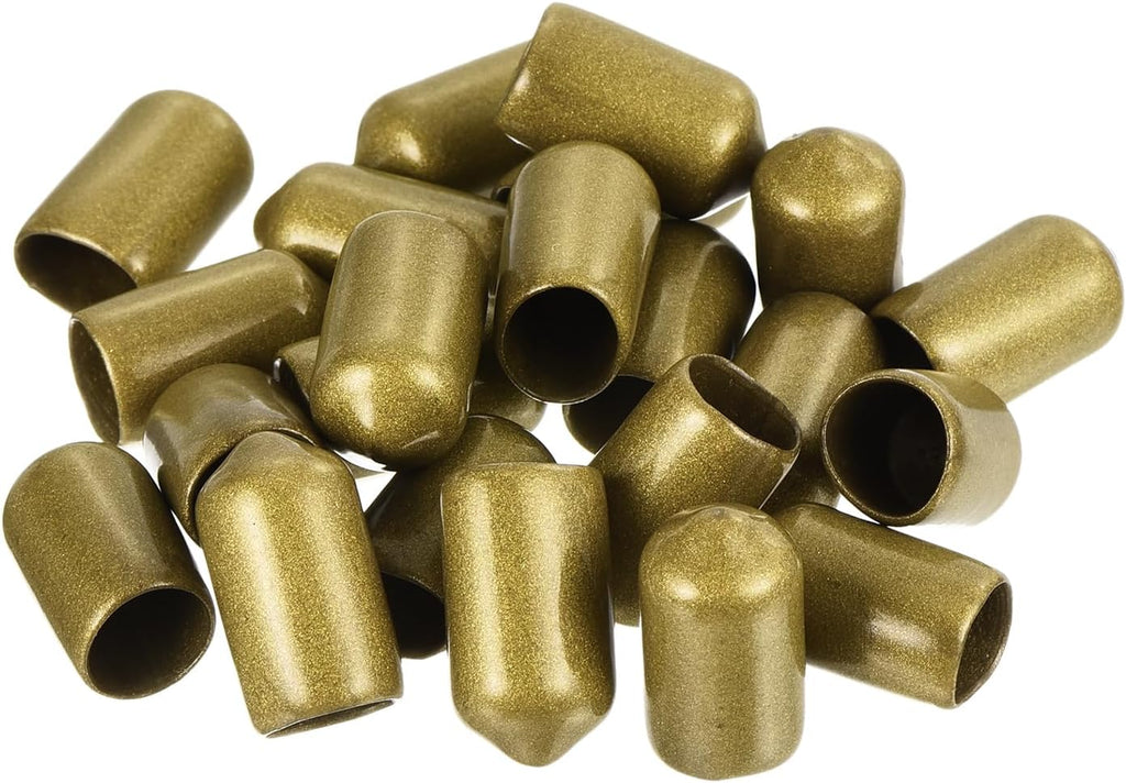 uxcell 20pcs Rubber End Caps 8.5mm ID Vinyl Round Tube Bolt Cap Cover Thread Protectors Gold