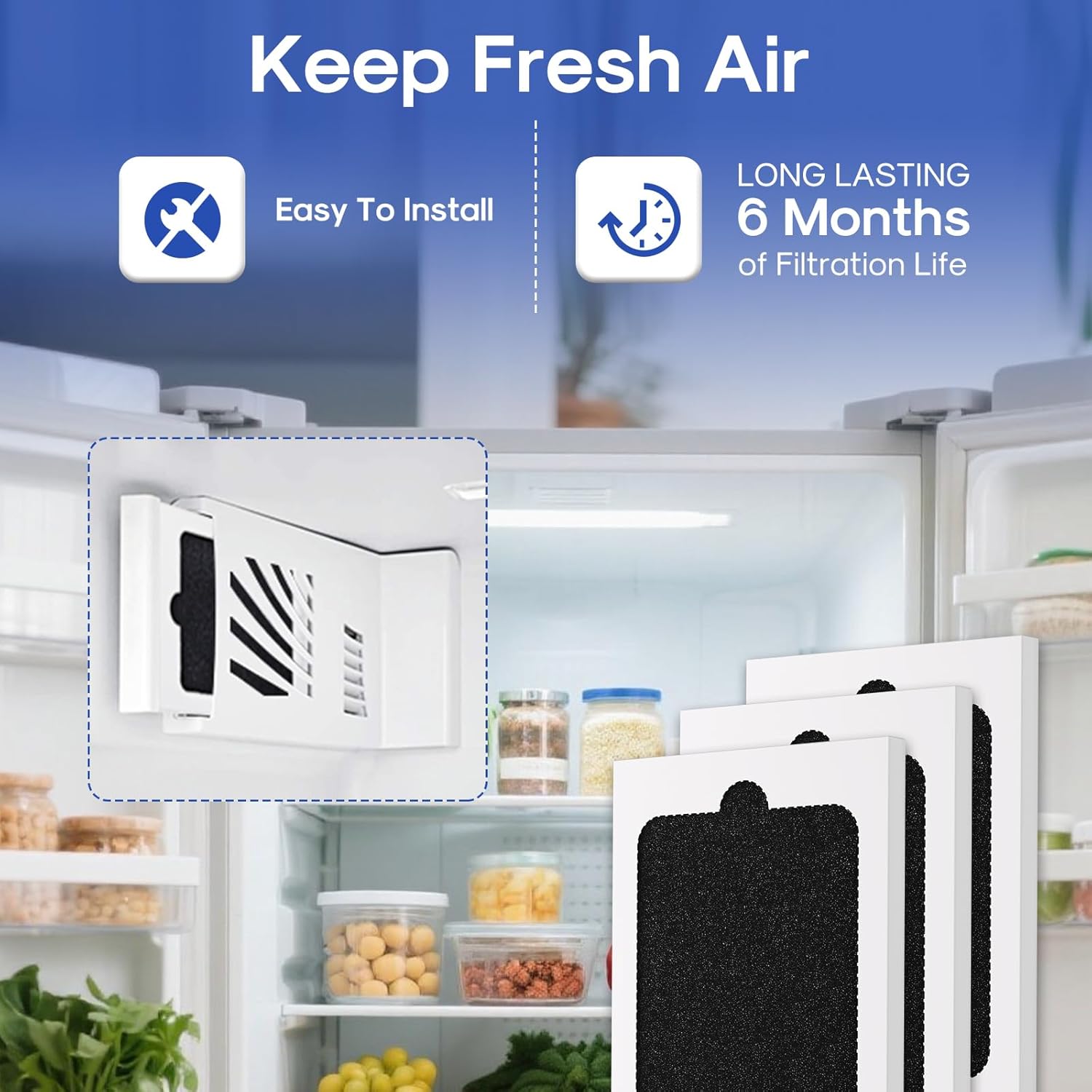 ICEPURE AF001 Compatible with EAFCBF Refrigerator Air Filter, Pure Air Ultra, Pure Air Ultra, PAULTRA, SCPUREAIR2PK, 242047801, 242061001, 241754001, 241754002, PS1993820, 7241754001, 6PACK