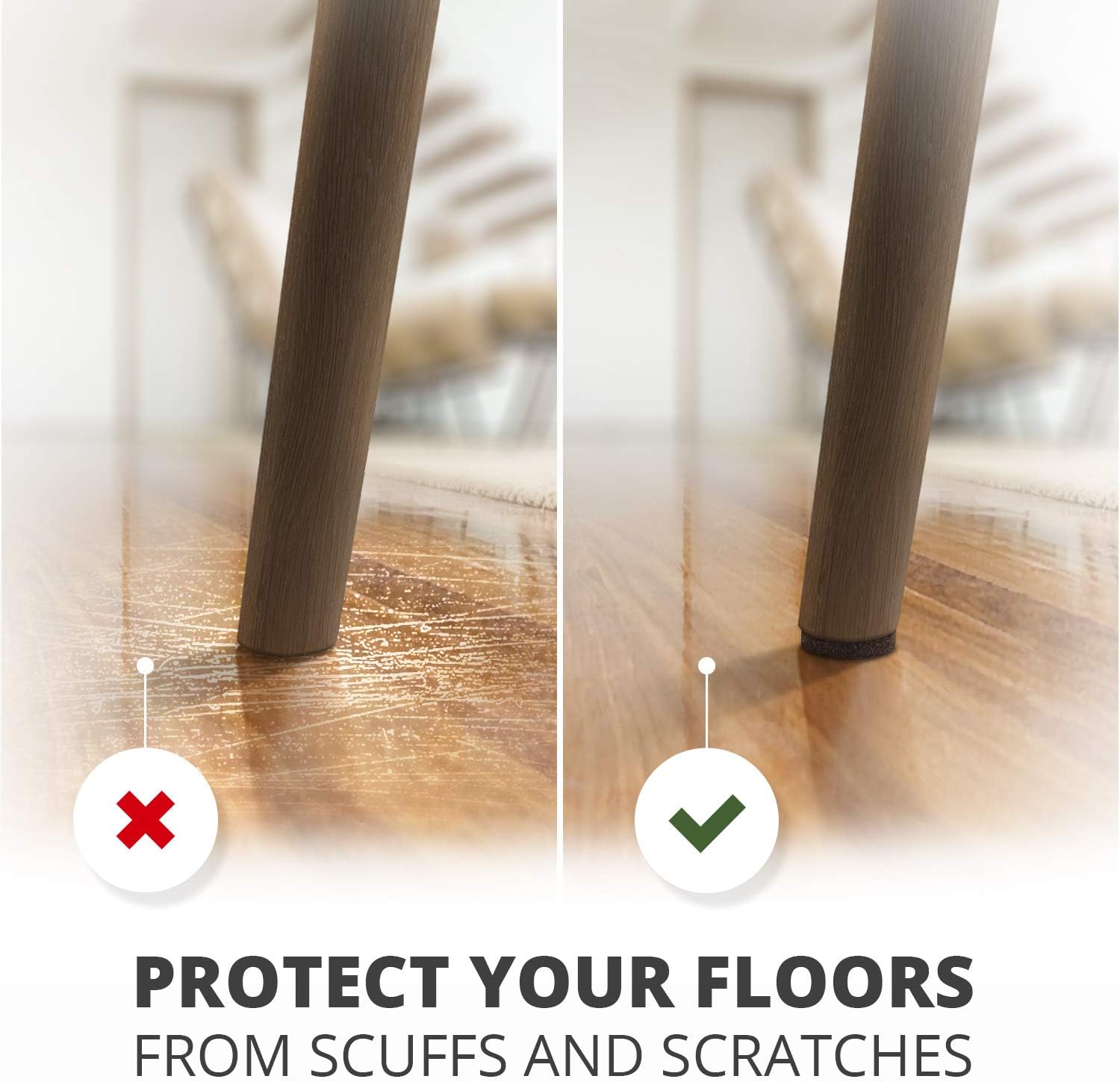 24 Heavy-Duty Felt Furniture Pads 1.5” 1/4” Thick X-Protector! Round Felt Pads for Furniture Feet - The Best Felt Floor Protectors for Furniture to Prevent Scratches. Protect Your Hard Floor! (Brown)