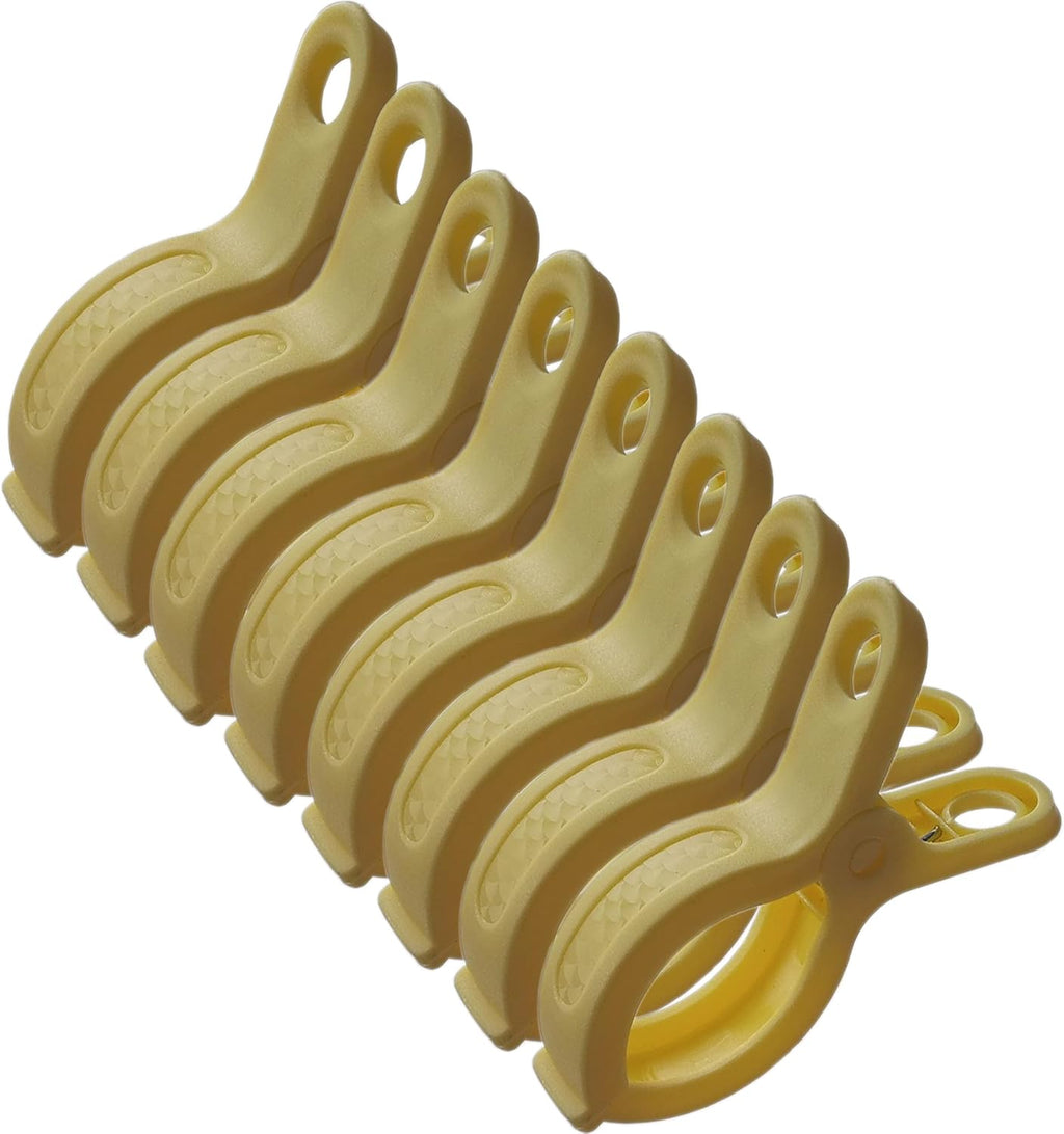 Plastic Clothes Pins Spring Clips Heavy Duty Laundry Clothespins Beach Towel Clips Clothes Pins Air-Drying Clothing Pin ，Set of 8 (Yellow)