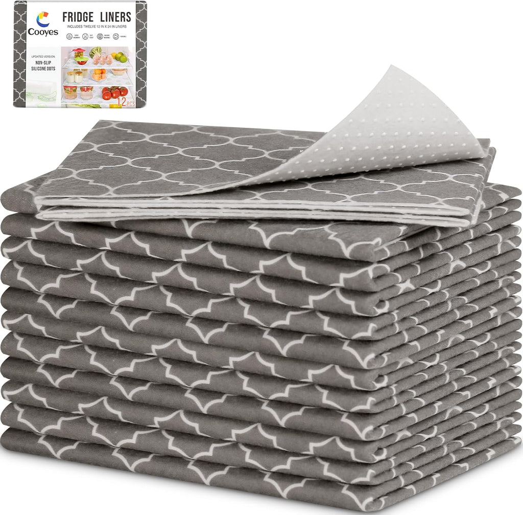 Cooyes 2 in 1 Refrigerator Liners & Fresh mats for Fridge Drawer and Glass Shelves, Absorbent Fridge Liners Washable, BPAfree Cloth Shelf Paper - Keep Produce Fresh Longer