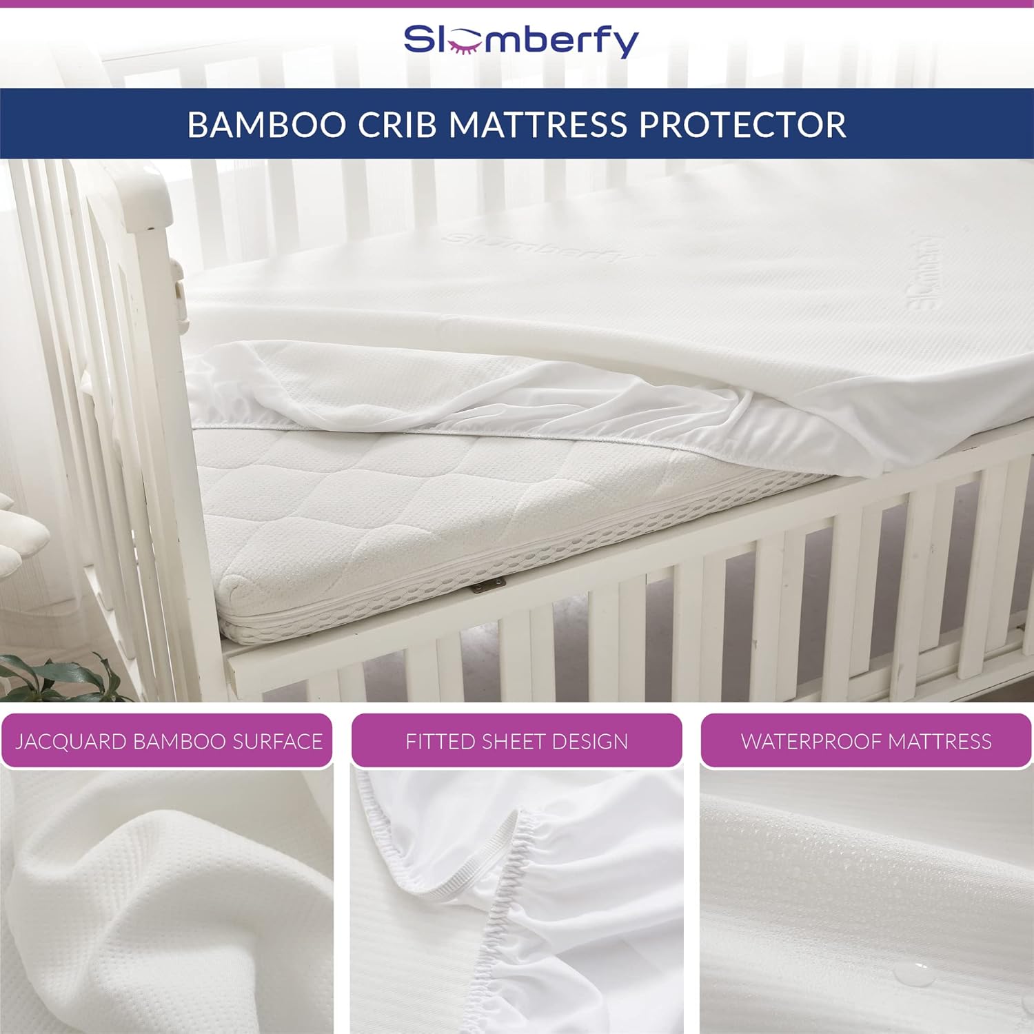 Mini Crib Mattress Protector by Slumberfy, Waterproof and Hypoallergenic Mattress Protector for Babies and Toddlers, Made of Bamboo Material -27x39 inches