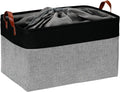 DULLEMELO Extra Large Canvas Fabric Storage Basket, 70L Foldable Closet Storage Bin with Handles, 22" Large Blanket Basket Living Room for Storage Toys, Pillows, Clothes, Books (Black&Grey)