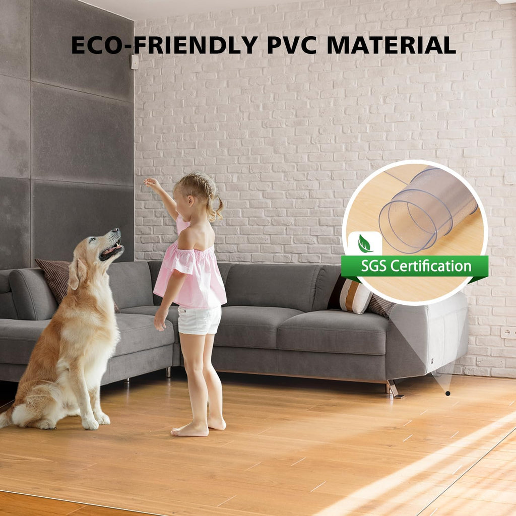 Floor Mats for Home, 8'×10' Clear Area Rug for Dining Room, Durable Non-Slip Hard Floor Living Room Rug, PVC Waterproof Rolling Chair Protector for Kitchen, Bedroom, High Traffic Areas