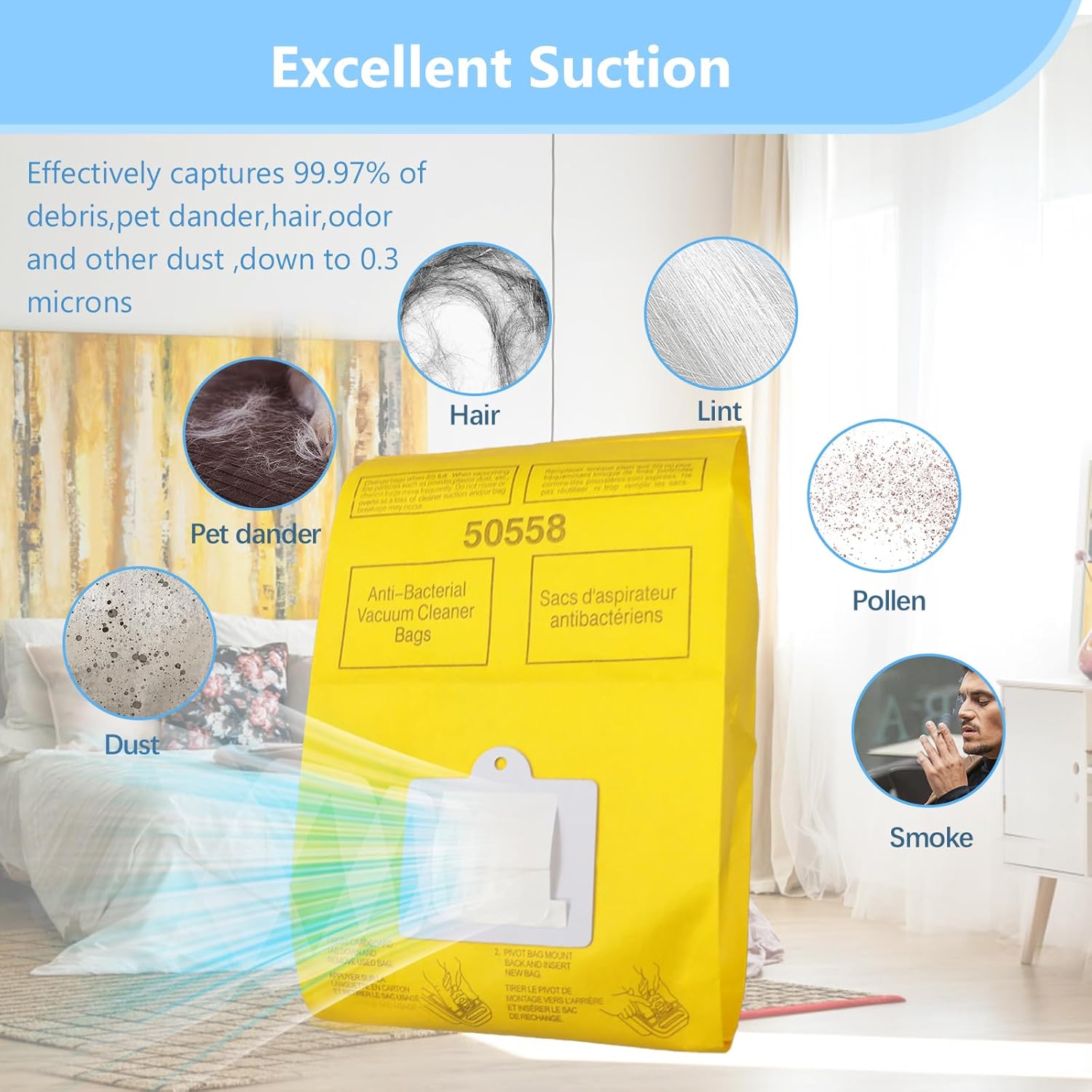 25 Pack Replacement Vacuum Bags - Compatible with Kenmore Canister Type C/Q 5055, 50555, 50557, 50558, and Panasonic Type C-5 C-18 - Premium Canister Vacuum Bags (25PCS)