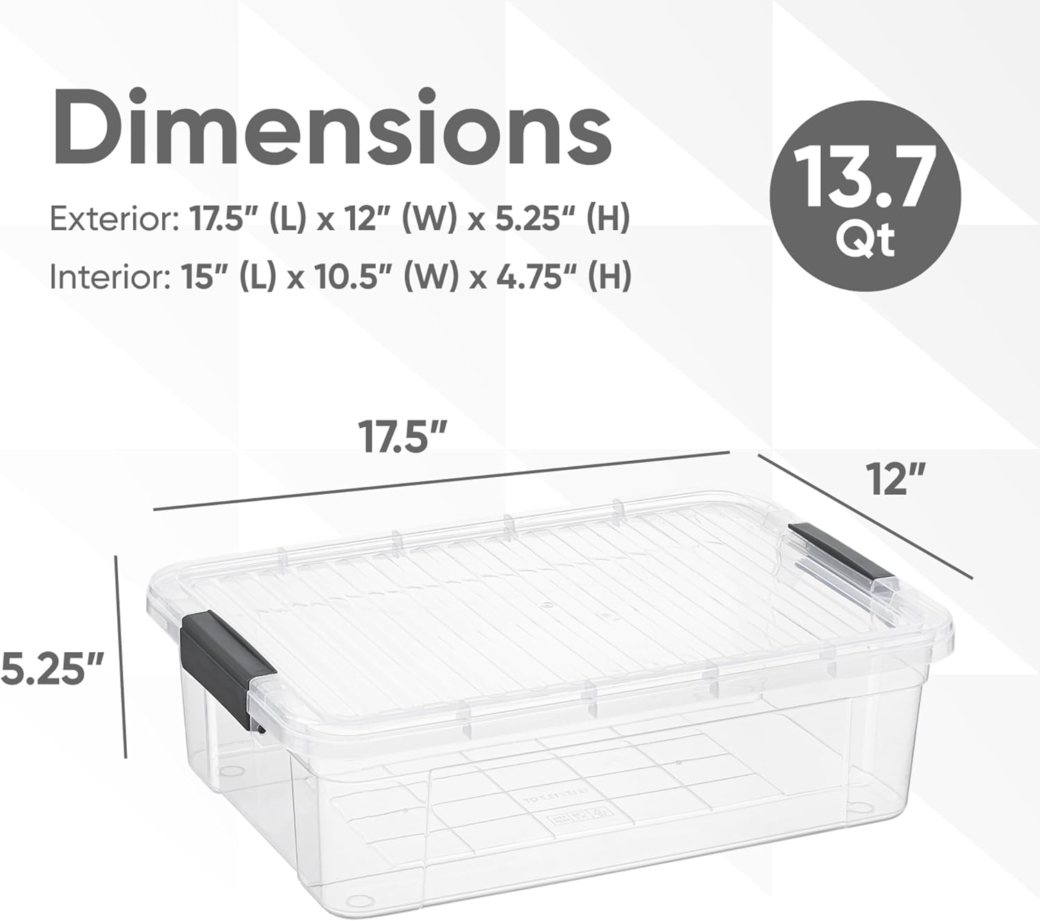 Superio Storage Bins with Lids, Clear Plastic Containers for Organizing, Stackable Totes, BPA Free, Odor Free, Organizer Boxes for Home, and Dorm (4 Pack, 13.7 Qt)