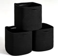 11 Inch Cube Storage Bins, Storage Cube Organizer Bins, Woven Cotton Rope Basket for Storage, Storage Baskets for Organizing Shelves, Square Baskets for Toys, Black (Pack of 3)